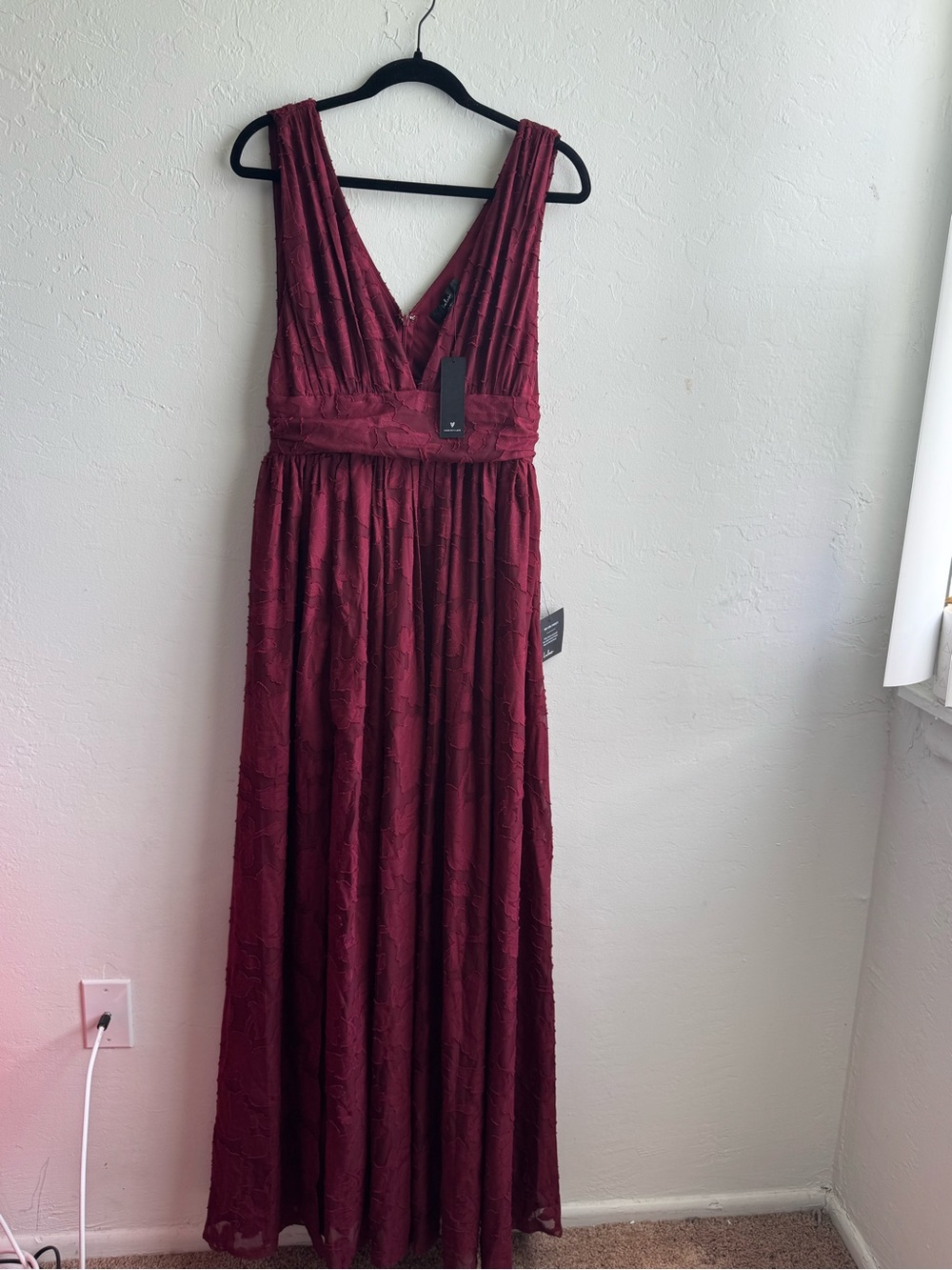 Lulus Elegant Deep Wine V-Neck Maxi Dress